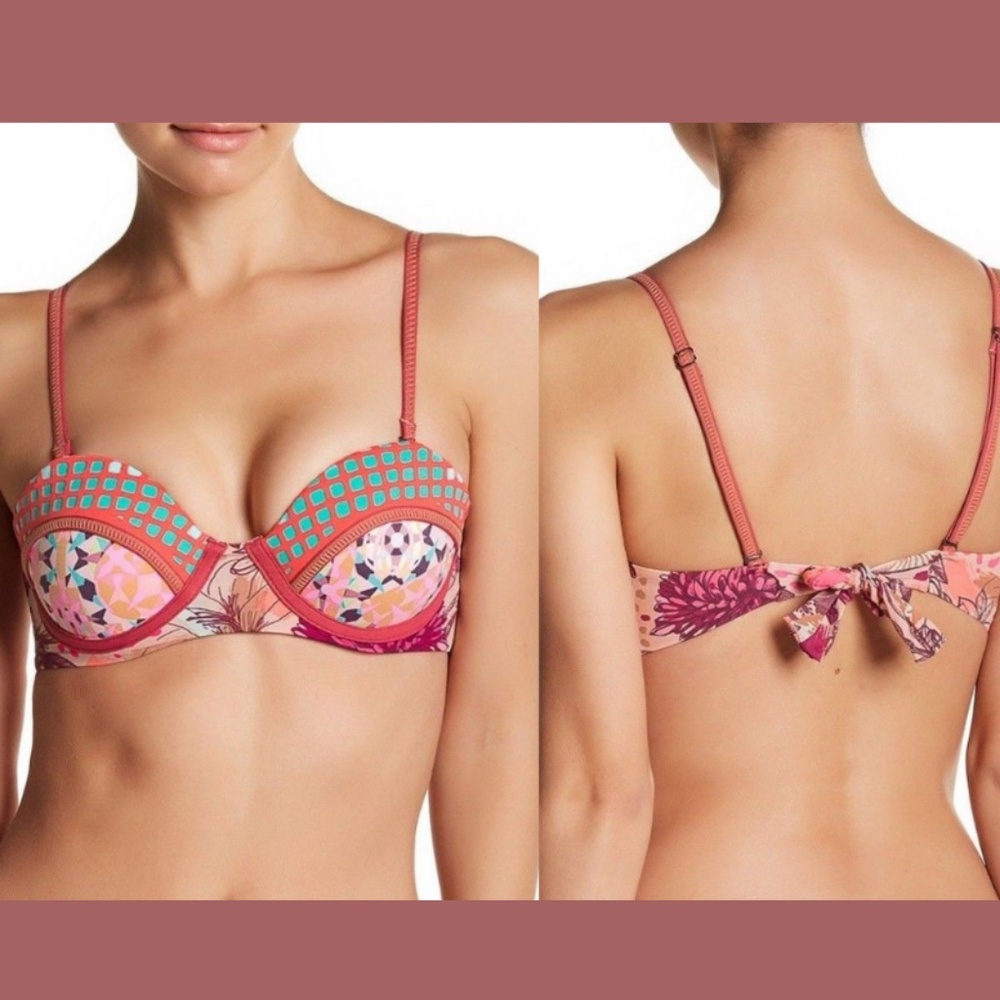 NWT! Maaji 'Rosewood Rousseau' Underwire‎ Bandeau Bikini Top [SZ Small ]